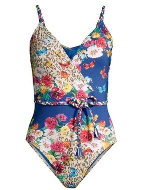 NWTs Johnny Was Fleur Braided Wrap One Piece Swimsuit UPF 50+ Size 3X